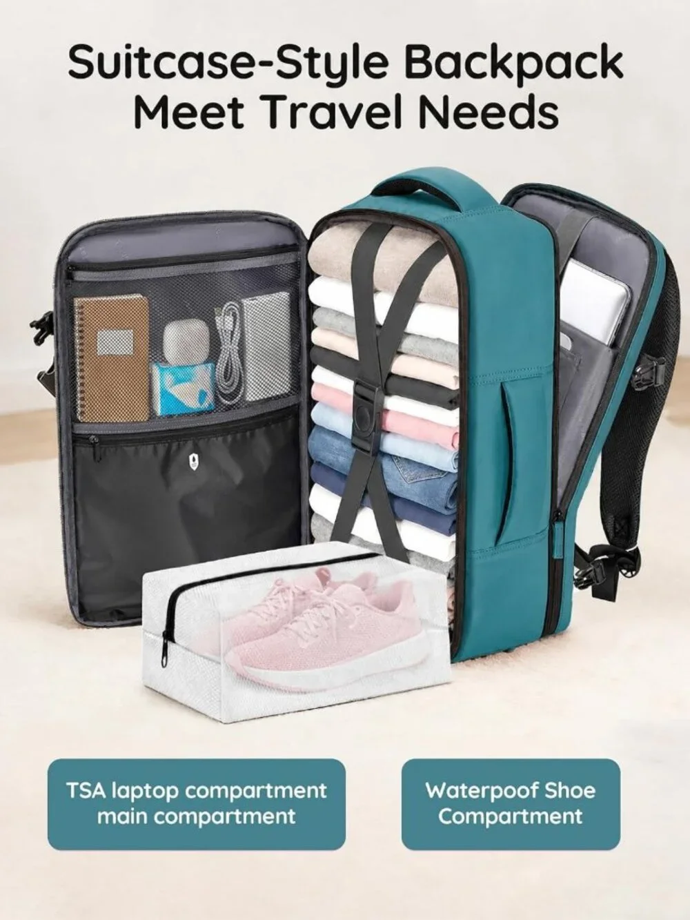 Airline Approved Carry-On Backpack | Women's Travel Weekender Bag, Lightweight